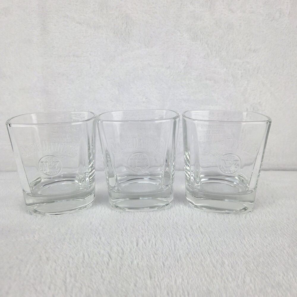 Set Of 3 Jack Daniel's "Old No. 7 ~ Every Day We Make It" Embossed Rocks Glasses